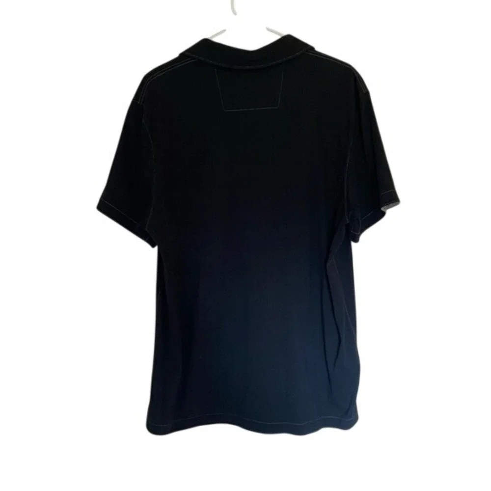 Banana‎ Republic Mens XL Fitted Pima Polo Shirt Black Short Sleeve